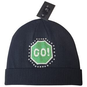 NWT KATE SPADE Traffic Sign Beanie Cap Wool Blend Women's OSFM Black Green Red